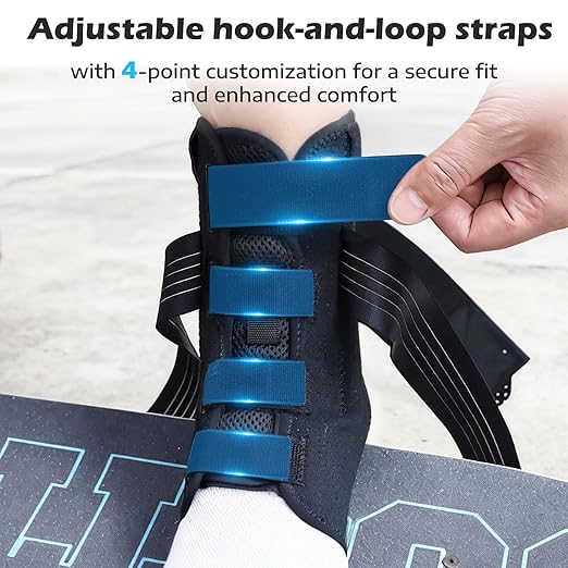 Ankle Brace for Sprained Ankle, 2 Removable Splints, Figure 8 Strap | Ankle Support for Men and Women, Adjustable Air Fabric Cool Ankle Stabilizer for Injury Recovery, Running, Sports