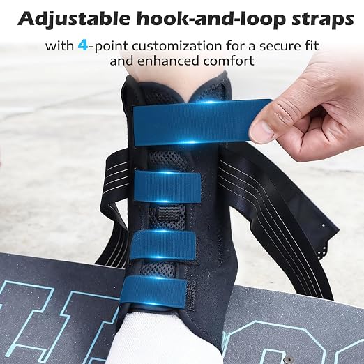 Ankle Brace for Sprained Ankle, 2 Removable Splints, Figure 8 Strap | Ankle Support for Men and Women, Adjustable Air Fabric Cool Ankle Stabilizer for Injury Recovery, Running, Sports