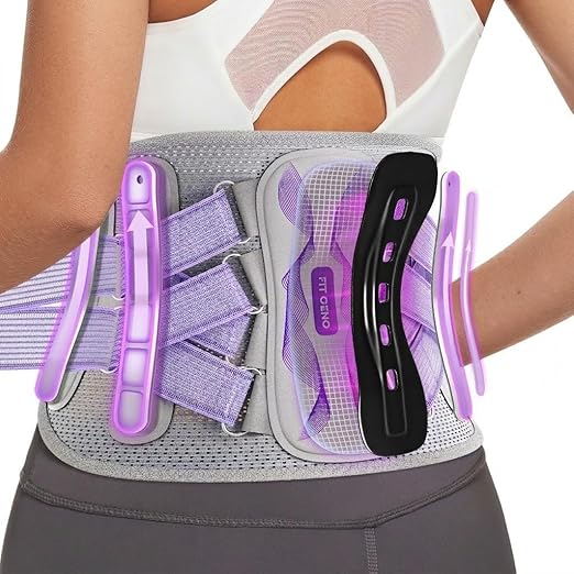 Fit Geno Back Brace for Lower Back Pain Women: Adjustable Lumbar Support Brace for Pain Relief - Breathable Waist Belt for Comfort - S