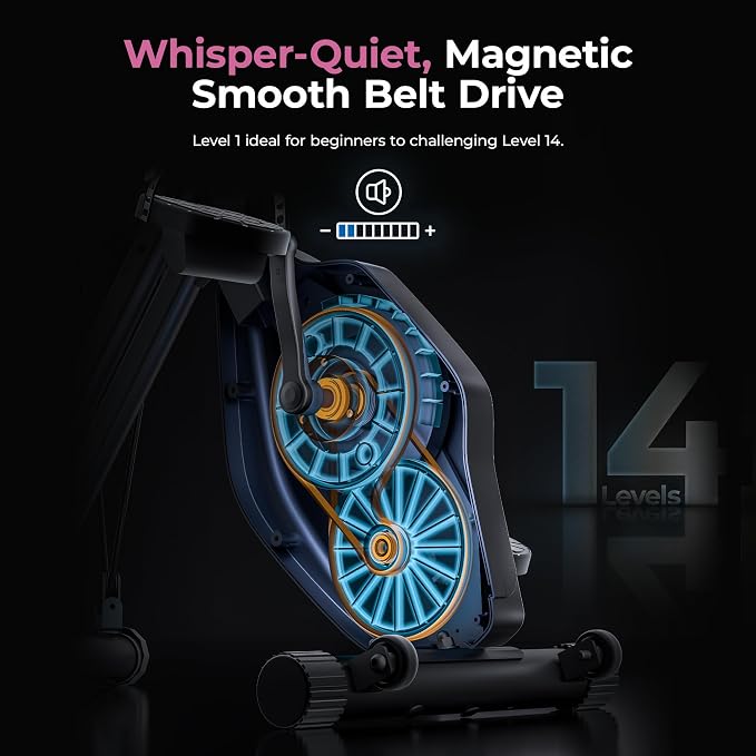 Sunny Health & Fitness Smart Foldable Magnetic X-Bike, Low-Impact Workouts
