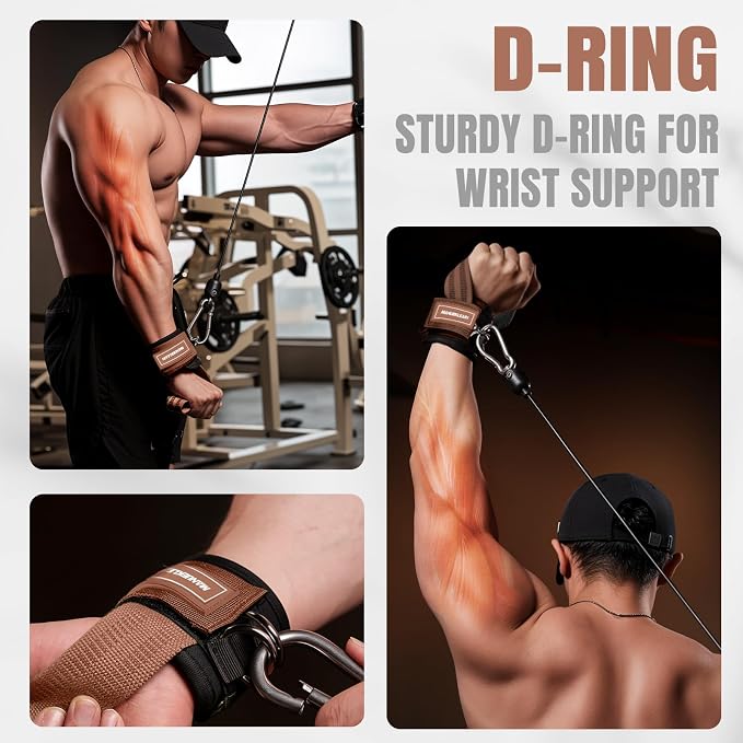 M MANUEKLEAR Wrist Straps for Weightlifting, Gym Lifting Straps with D Rings for Cable Machine,Weight Lifting Wrist Wraps for Men Women