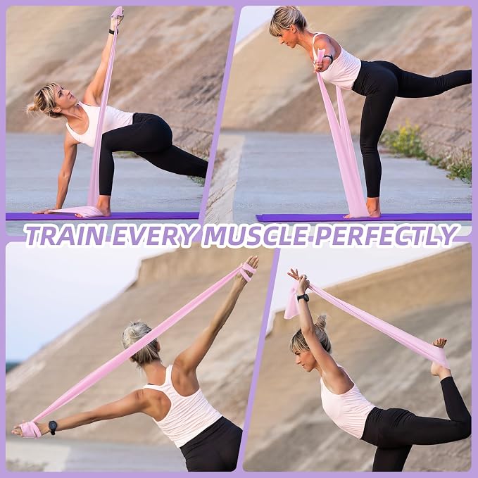 Stretch Bands for Exercise, Resistance Bands for Working Out, Exercise Bands for Physical Therapy, Pilates, Rehab, Stretch, Strength Training and Yoga Starter Set