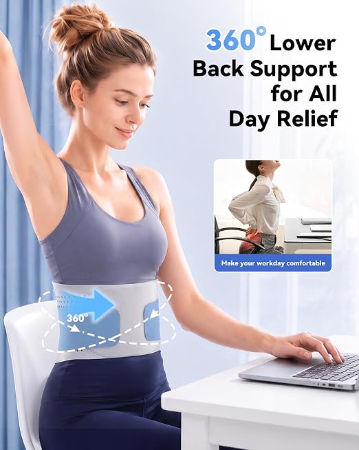 Ultra-Thin Lower Back Support Belt for Sciatica Pain Relief Brace | Breathable,Ergonomic Curve Panel,Adjustable Lumbar Support for Men & Women Sitting, Working and Sports.Fits:Waist 37.4-40.9"