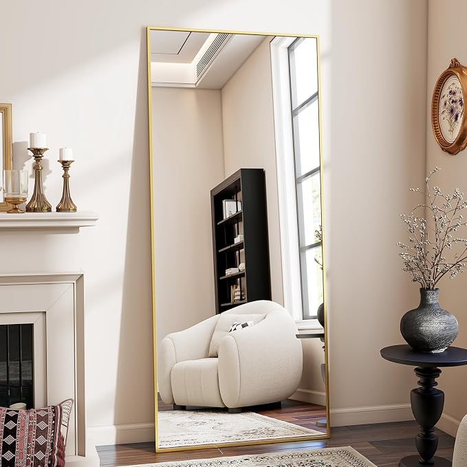BEAUTYPEAK Full Length Mirror, 71"x26" Floor Mirrors, Gold | Standing Hanging or Leaning Against Wall Body Dressing Wall-Mounted Mirror with Aluminum Alloy Thin Frame for Living Room