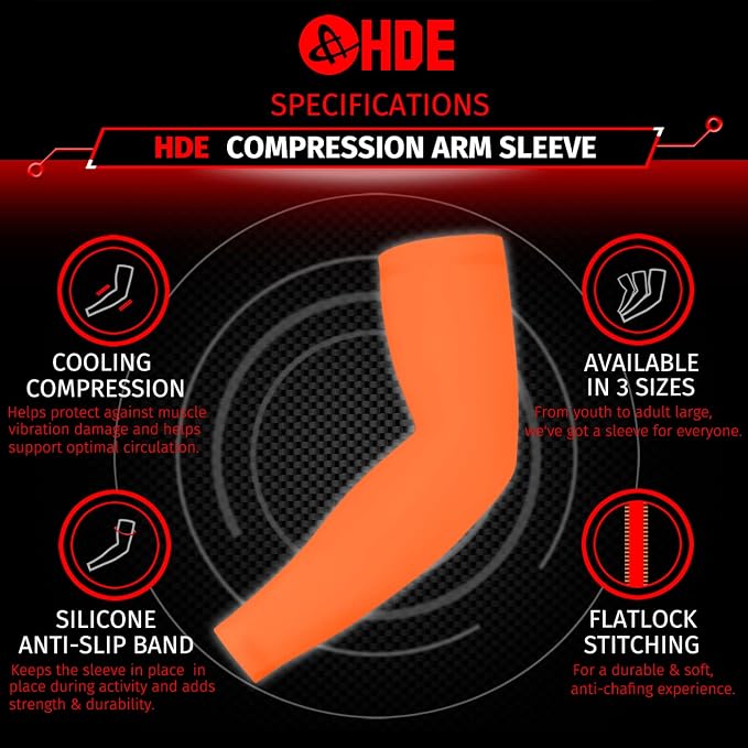 HDE Arm Compression Sleeves for Kids Basketball Shooting Sleeve Youth Sports Cooling Sun Protection Football Baseball 1 Pair