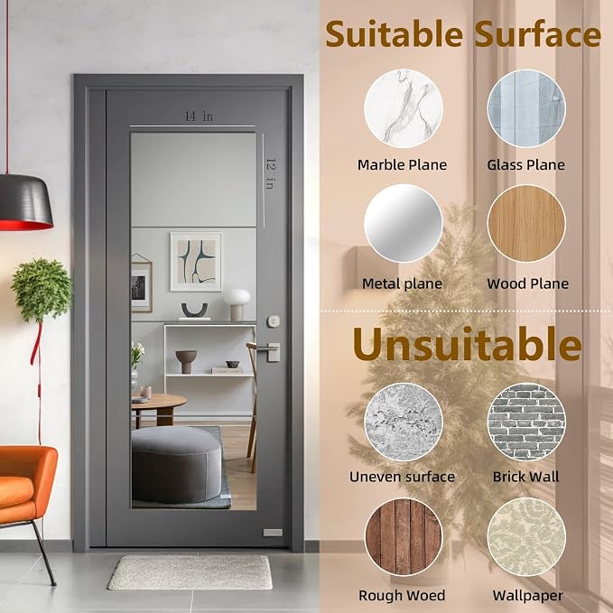 Stick on Small Mirror for Wall Decor, Plastic Non Glass Sticky Kids Safety Toddler Mirrors, 4 Pack 14”x12” Acrylic Mirror Tiles, Shatterproof Mirrors Sheet for Bedroom Closet，Gym Body Mirror's