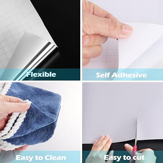 FunStick 24"x197" Large Flexible Self Adhesive Mirror Stickers for Walls Mirror Decor Stick on Mirror Contact Paper Peel and Stick Plastic Mirrors Tiles for Bathroom Gym Bedroom Wall Stickers Cabinets