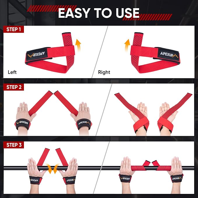 Weight Lifting Straps for Weightlifting, Lifting Wrist Straps Gym, Deadlift Strap, Anti Slip Silicone Weightlifting Strap Men Women Powerlifting, Strength Training