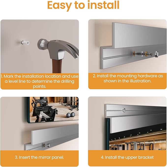 63x24 2Pack Tempered Glass Gym Home Mirror | Wall Mounting Suitable for Gym, Yoga, Studio, Bedroom & Dancing Studio