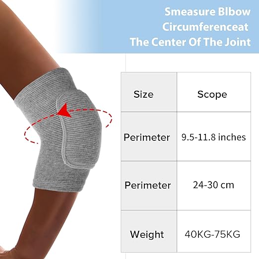 COMNICO Arm Brace Pads Elbow Protector Strap Pair Gray, Breathable Anti-Collision Sponge Tendonitis Fitness Volleyball Basketball Tennis Golfers Knee Support Band for Kids Men Women Elderly