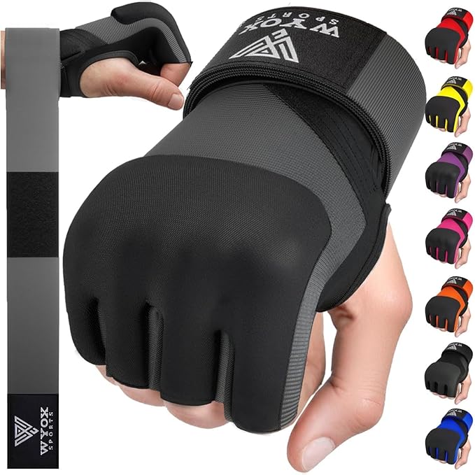 WYOX Neoprene Gel Boxing Hand Wraps Inner Gloves for Men & Women – 80cm/31in Quick Wrist Strap, Padded Knuckle Protection, Fingerless MMA Muay Thai Kickboxing Wraps for Training & Martial Arts