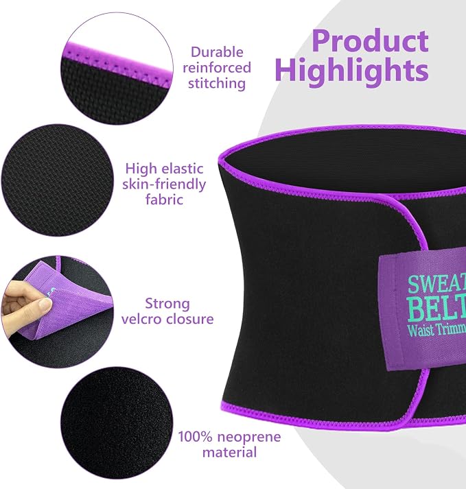 AMZBOSS Waist Trainers for Women Belly Fat, Waist Sweat Band for Women | Sweat Waist Trainer for Women, Belly Band Sweat Belt, Sweat Band for Stomach Weight Loss, Belly Wrap Waist Trimmer