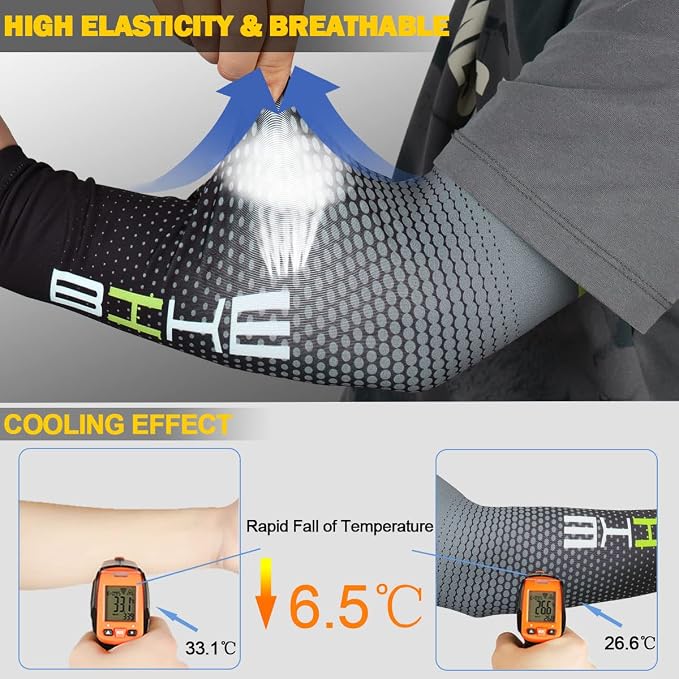 beister Arm Sleeves for Men & Women, UV Protection Cooling Cover and Cyling | Lightweight stretch; sweat-wicking comfort; cycling, volleyball, baseball, driving and gardening; washable tattoo coverage