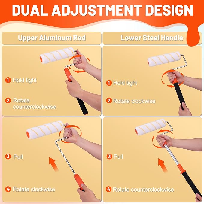 ValueMax 7PCS House Paint Roller Kit, 9" Extendable Roller Frame with 6 Microfiber Replacement Covers 1/2" Nap, Adjustable 18"-36" Painting Tool for Walls, Ceilings, Floor, Furniture | 6 Microfiber Roller Covers, 3/8" Nap Thickness, Adjustable 18"- 36"...
