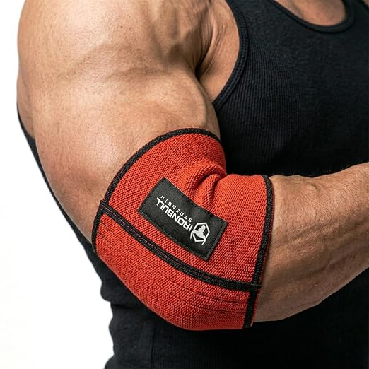 Iron Bull Strength Compression Elbow Sleeves for Lifting (Red, 12.5") - Maximum Compression for Bigger Bench Press PRs
