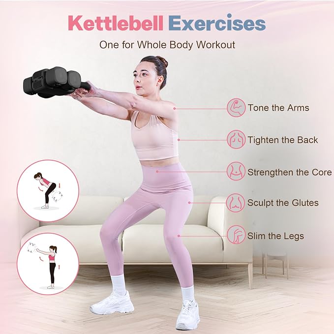 kisnbld Adjustable Dumbbell Set, 2-in-1 Dumbbells & Kettlebell,Hand Weights | 2.2-5.5lb Each Free Weights for Women Beginners with Fast Adjustment,Weights Set for Home Gym & Outdoor Exercise Training