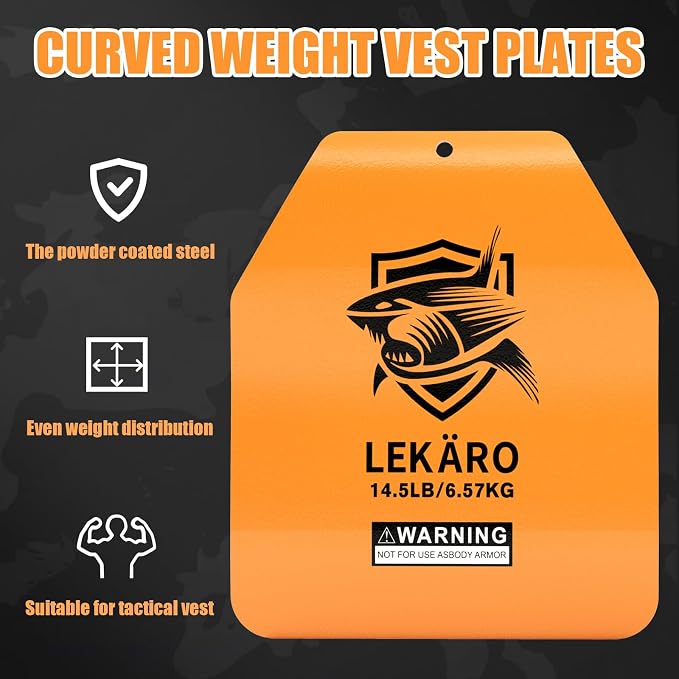 Curved Weighted Vest Plates 8.75 lb & 14.5 lb for Men and Women - 1 Pair Ergonomic Contoured Steel Plates - High-Density Build for Weighted Vests, CrossFit, Hero WOD and Rucking