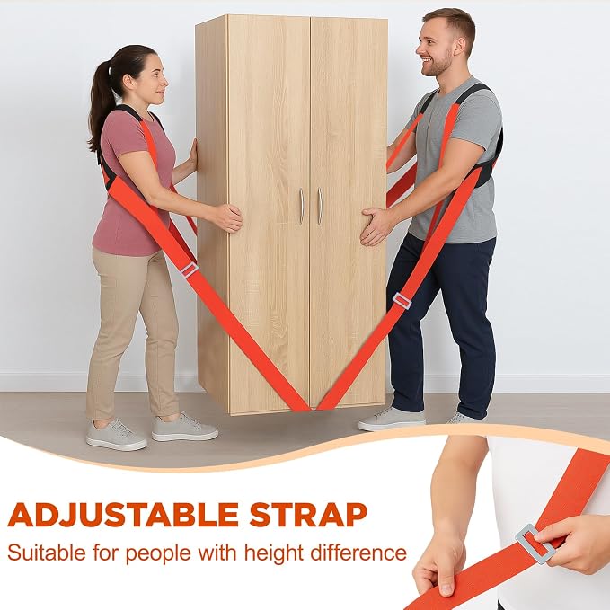NOCOEX 2-Person Moving Straps for Lifting - Moving Straps with Back Support for 2 Movers - Shoulder Lifting System for Move & Carrying Furniture Appliances Mattresses Heavy Objects Up to 880lbs