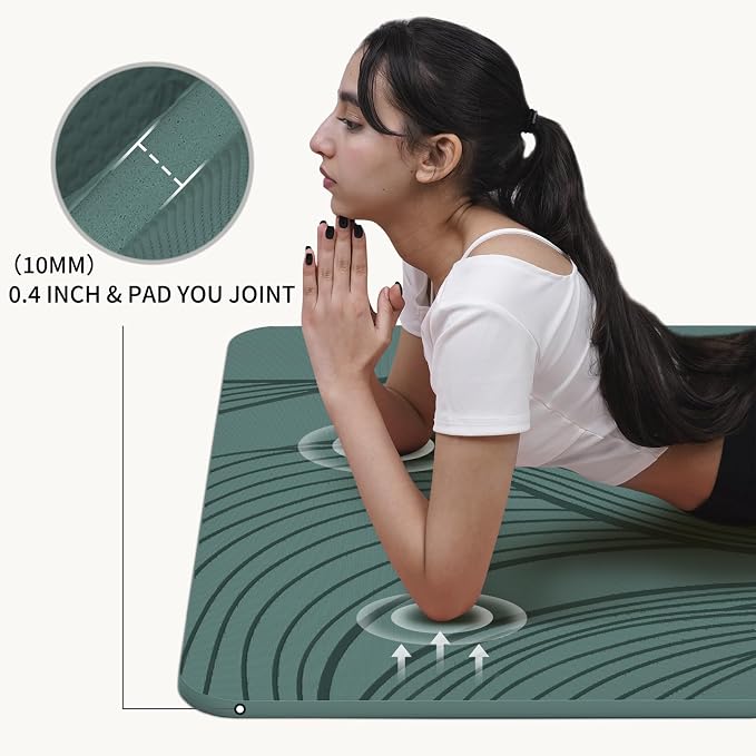 PAIDU Large Yoga Mat 72"x36"x10mm Non-Slip Exercise Mat for Home Gym Studio | Extra wide & thick non-slip yoga mat, works on all floors, ideal for stretching, yoga studio, gym and home workouts