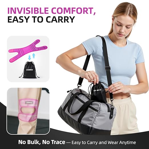 CAMBIVO Patella Tendon Support Knee Brace for Women & Men, Adjustable Knee Strap with Gel Pad & Side Stabilizers, Breathable Lightweight Knee Support for Running, Training & Daily Use (Hot Pink, S/M)