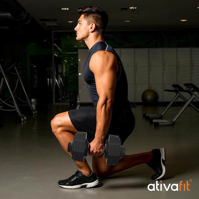 ATIVAFIT Adjustable Dumbbells Set, 5–88LB Quick Adjust Free Weights with Double Safety Lock & Anti-Slip Steel Handle, Space Saving Home Gym Equipment for Full Body Strength Training