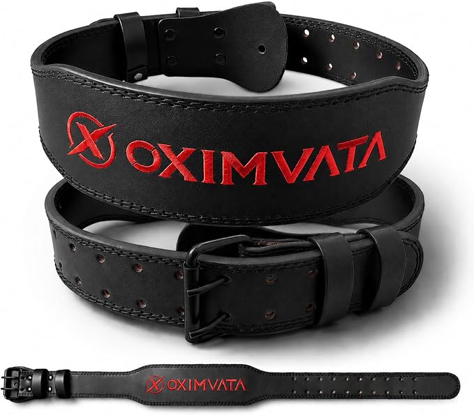 Weight Lifting Belt for Squat Deadlift Powerlifting Gym Workout | 4 Inch Padded, Men Women Fit, Adjustable Prong Buckle, Bodybuilding, Gym Workouts, Cross Training, Competition Use