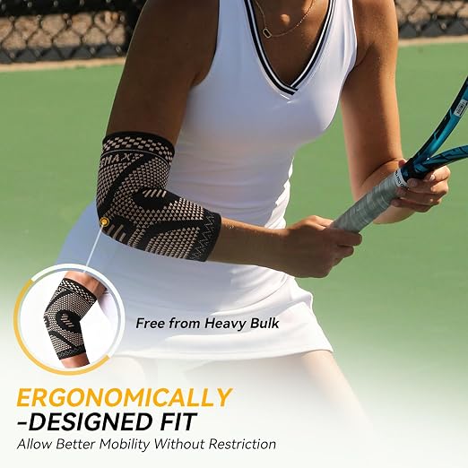 INDEEMAX Copper Elbow Compression Sleeve, 2 Pack Elbow Brace for Tendonitis | Elbow Sleeve for Women Men, Arm Support for Tennis & Golfer's Elbow, Joint Pain Relief, Arthritis, Bursitis, Weightlifting