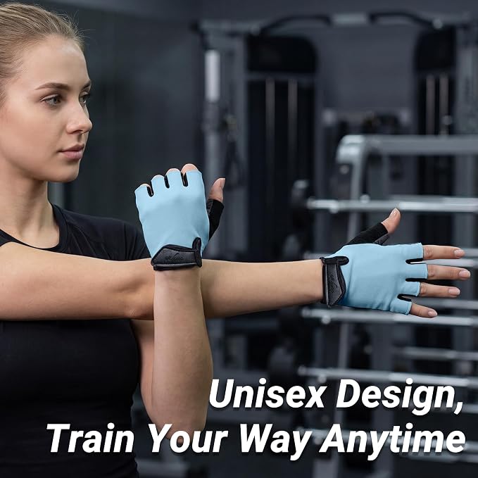 Workout Gloves for Women Men, Full Palm Silicone Grip, Padded Half Finger Gloves for Gym, Weight Lifting, Cycling