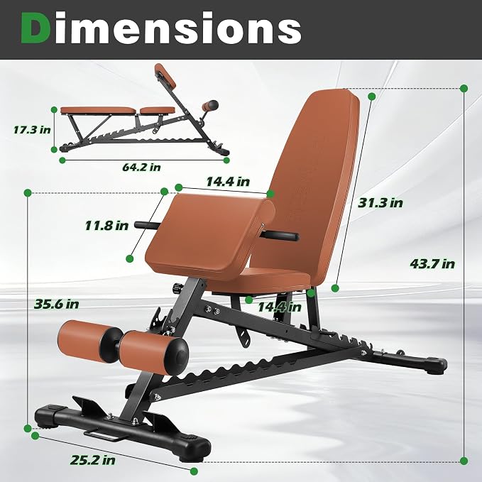1000 LBS Adjustable Weight Bench with Roman Chair 75°to -20°FID | Utility Workout Bench for Home Gym Sit Up/Decline/Incline Bench Press Exercise Equipment Strength Training