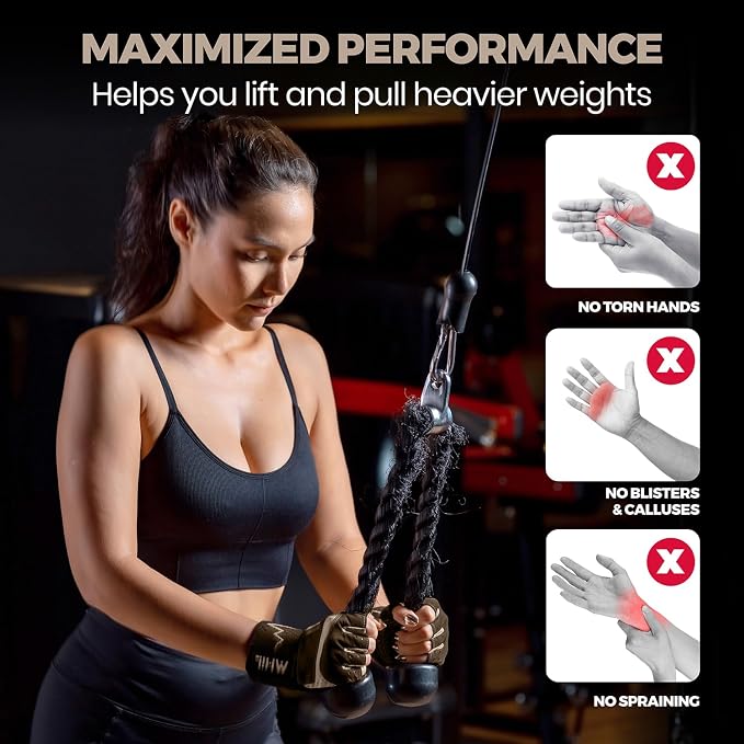 MhIL Workout Gloves for Women – Breathable Gym Gloves for Women with Palm Protection and Enhanced Grip – Padded Weight Lifting Glove for Womens with Wrist Wraps Support Weightlifting Exercise Cycling