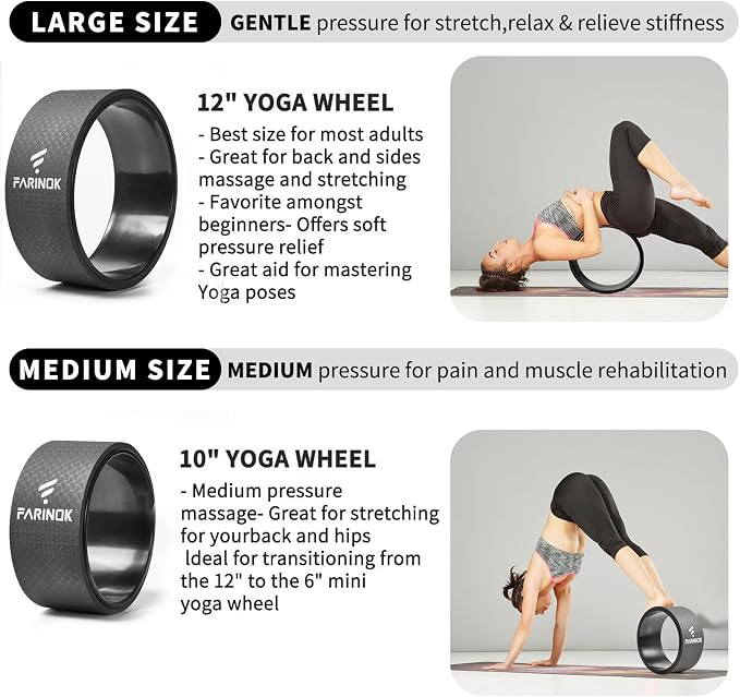Yoga Wheel for Back Pain Relief, Back Roller Wheel with Extra Cushion | Wider & Thickest Foam, Stretches and Strengthens Core Muscles