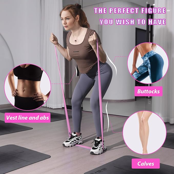 Resistance Bands Set for Physical Therapy, Rehab, Yoga and Pilates | Latex-Free elastic exercise bands suitable for rehab, yoga, Pilates, gym workouts, stretching, and home exercise