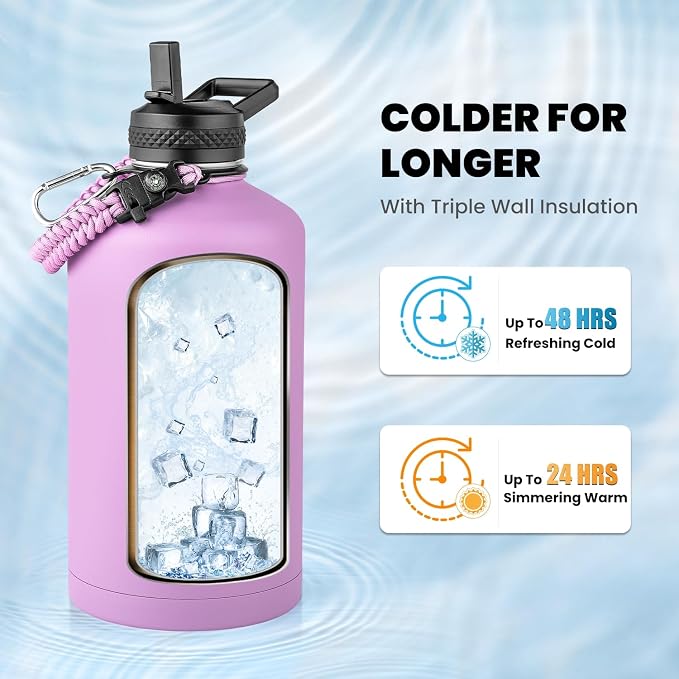 RAYMYLO One Gallon Water Bottle Insulated, Triple Walled Vacuum Stainless Steel