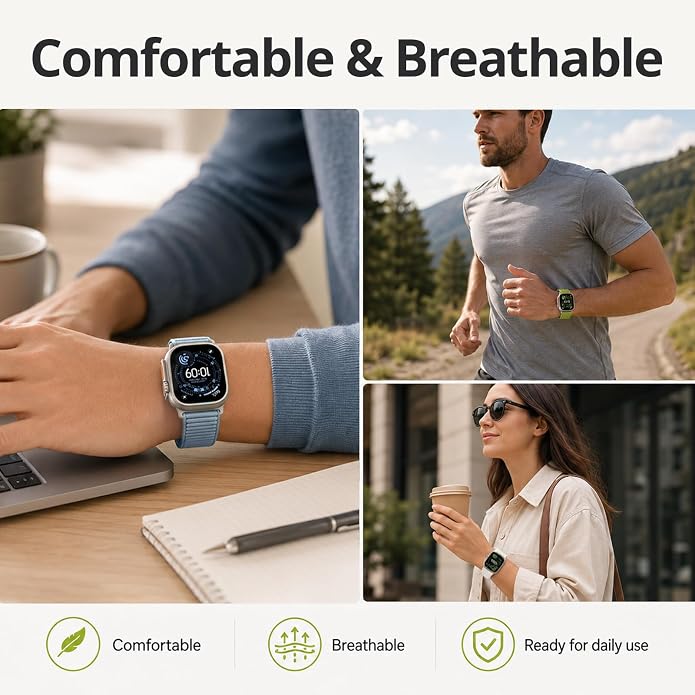 Nylon Loop Sport Band Compatible with Apple Watch Ultra 3 2 Band 49mm 46mm 45mm 44mm 42mm 41mm 40mm 38mm Women Men, Stretchy Strap Elastic Fabric Wristband for iWatch Series 11 10 SE 9 8 7 6 5 4 3 2 1