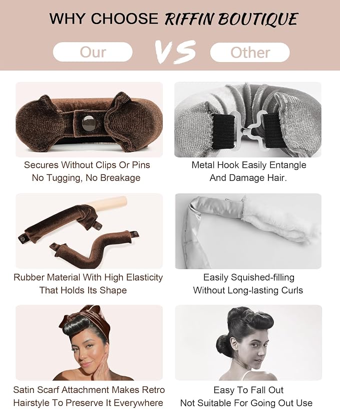 Classic Heatless Curls Overnight Rods - Upgraded Directional Grip Velvet Heatless Hair Curler to Sleep in No Heat Heatless Curling Flexi Rods Foam Hair Rollers for Blowout Look Medium & Long Hair