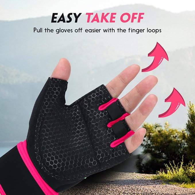 Workout Gloves Gym Gloves Weight Lifting Gloves for Men Women with Full Palm Pad,Strong Wrist Wraps Support,Enhanced Grip,for Fitness,Training,Weightlifting,Exercise