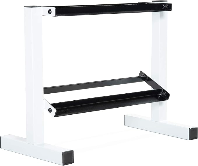 Cap 24-Inch Dumbbell Storage Rack for Home Gym, 2-Tier Heavy-Duty Weight Rack for Hex Dumbbells, Space-Saving Steel Free Weight Organizer Stand, Holds 5lb - 25lb Pairs