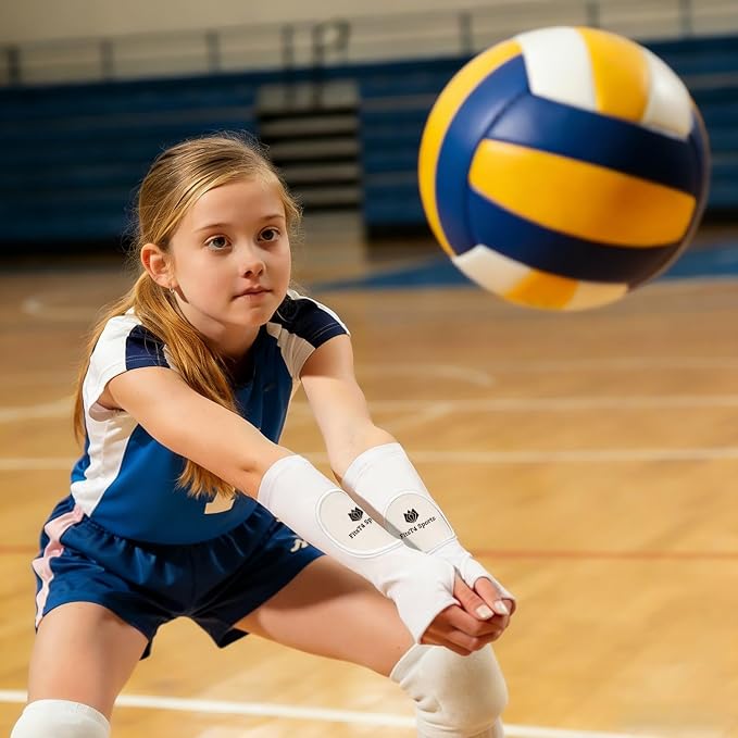 FitsT4 Sports Volleyball Arm Sleeves for Girls Passing Forearm Sleeves with Protection Pads and Thumbhole for Youth