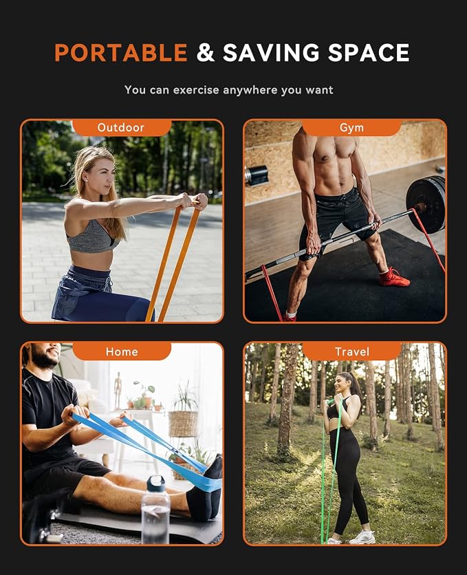 SUNPOW Pull Up Assistance Bands, Set of 5 Heavy Duty Resistance Bands for Men & Women, Natural Latex Exercise Bands for Pull-Up Progression, Home Workout, Strength Training, Mobility & Stretching