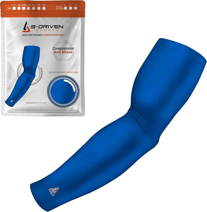 Pro-Fit Compression Arm Sleeve for Men, Women & Youth, Volleyball Baseball Basketball Weightlifting - Single