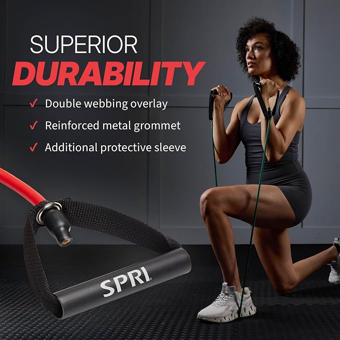 SPRI Xertube Resistance Bands with Handles – All Exercise Cords Sold Separately with Home Gym Workout Fitness Door Anchor Attachment Option