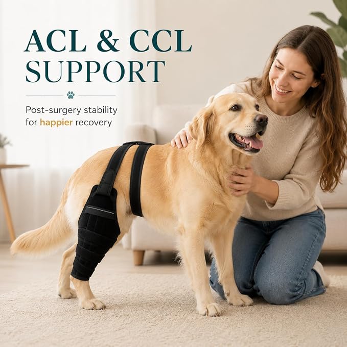 Dog Knee Brace for Torn ACL CCL, Support Dog Leg Braces for Back Leg to Prevent Slipping, Hind Leg Support for Dog Joint Pain Recovery, Luxating Patella, Fits Small Medium Large Dogs, L