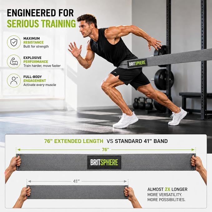 76-Inch Long Fabric Resistance Bands for Women & Men | Heavy Duty, Pull Up Assistance, Non-Slip Elastic, Home Gym Equipment, Strength Training, Pilates & Calisthenics