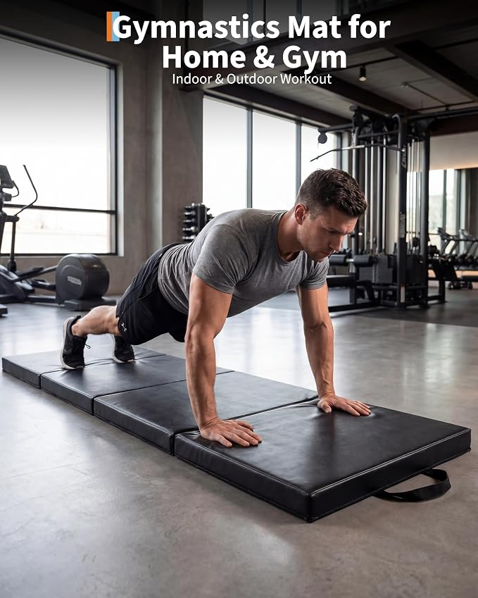 Garvee Gymnastics Mat, 6.2Ft 2-Inch Thick 4-Fold | Exercise Floor Mat for Home Gym, Portable Yoga Mat for Pilates, Aerobics, Martial Arts & Training