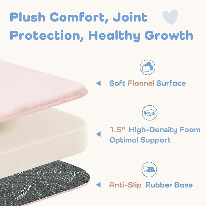 1.5" Thick Baby Play Mat for Floor, 39x59 Soft Foam Mats, Baby Pink | Memory Mat for Baby to Play, Waterproof Easy Care with Non-Slip Tummy Time Play Mat for Nursery Playroom Classroom