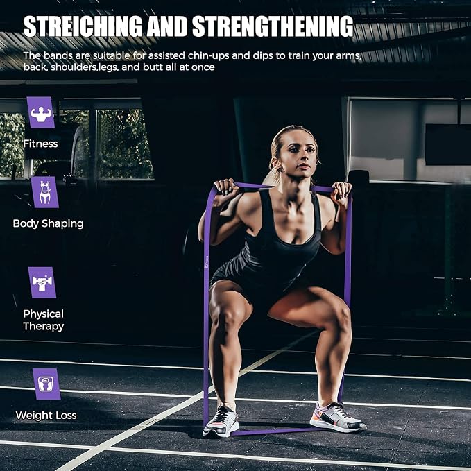VEICK Pull Up Assist Resistance Bands for Home Gym | 100% Natural Latex, Non Slip Leather Texture, Space Saving, Versatile for Full Body Training, Home Gym