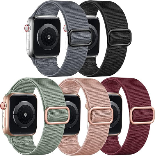 Adorve Stretchy Band Compatible with Apple Watch Bands Ultra 3/2/1 49mm 46mm 45mm 44mm 42mm 41mm 40mm 38mm Men Women, Soft Nylon Elastic Braided Strap Fits for iWatch Series 11/10/9/8/7/6/5/4/3/SE3-1
