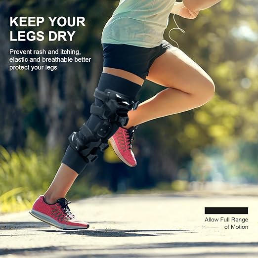 Knee Brace Undersleeve - Knee Undersleeves for Women & Men Leg Undersleeve for Knee Brace, Closed Patella,L (Pack of 1)