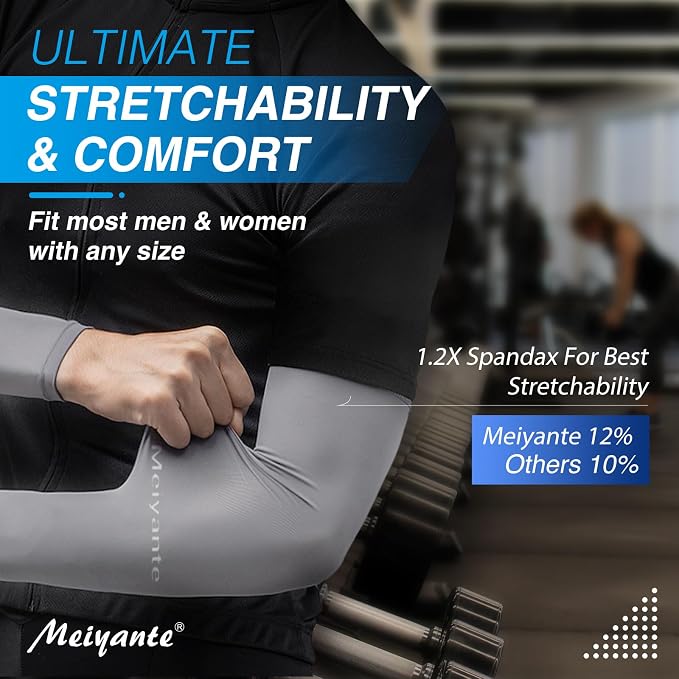 Cooling Arm Sleeves for Men & Women, UPF 50+ UV Protection | Wrist-length UPF 50+ arm sleeves for work, driving, gardening and sports; 88% nylon/12% spandex; 1 pair.