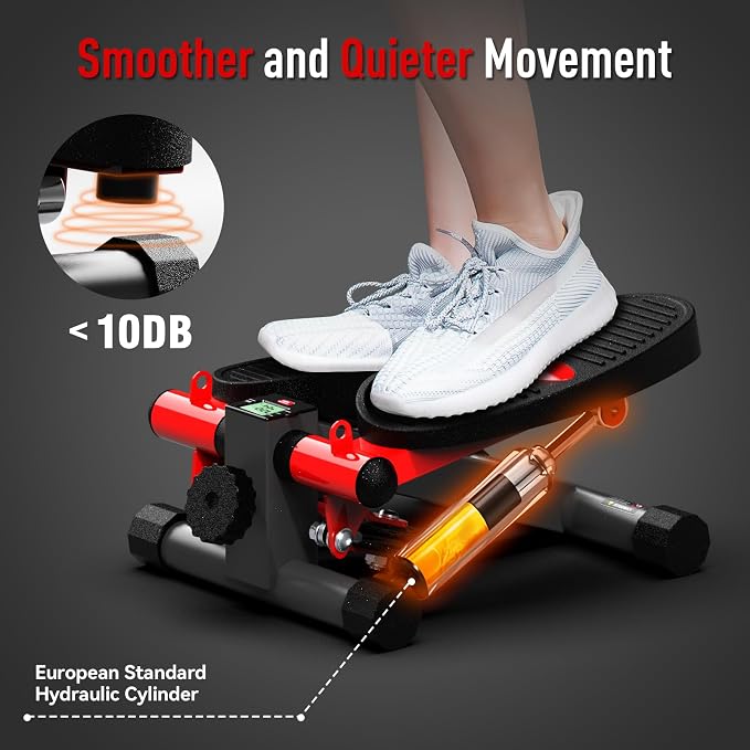 HARISON Mini Stepper with LCD Monitor, 330 LB Capacity for Home Cardio | Compact Stair Training Machine With Quiet Hydraulic Resistance, Portable Design For Under Desk Workouts & Small Spaces